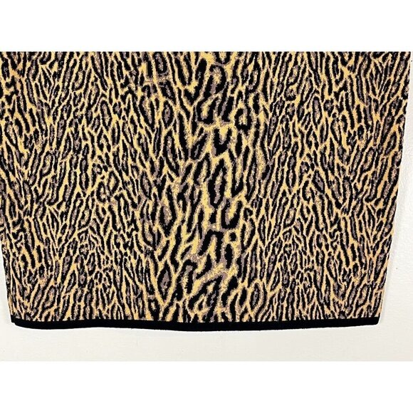 BCBG Animal Print Edgy Skirt L Brown Preppy Old Money Classic Leopard Urban Chic - Picture 7 of 13
